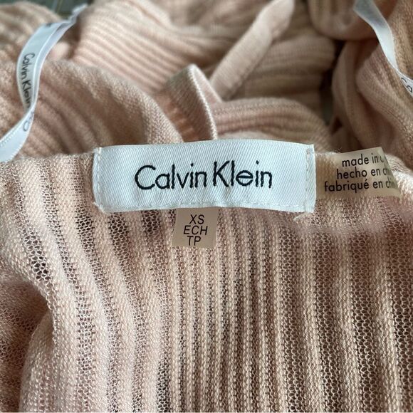 Calvin Klein Open Front Sweater Pink Blush Sheer Cardigan SZ XS - Picture 11 of 12
